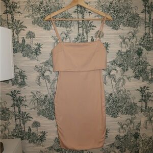 Kookai Spaghetti Strap BodyConn Dress in Soft Beige NWT